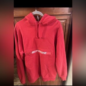 Supreme Used Zip Pouch Hooded Sweatshirt Red Size Large SS19